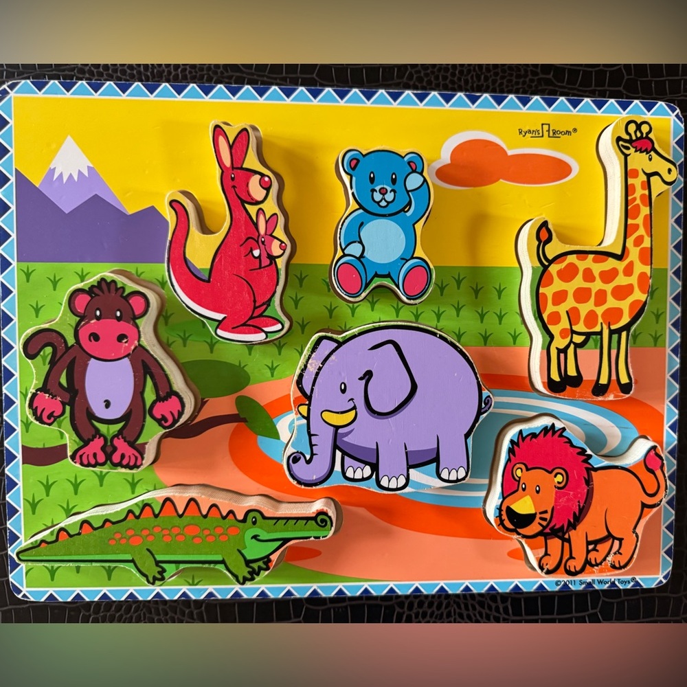 🦒 Wooden Animal Chunky Puzzle 🐘
